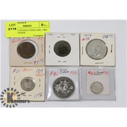 LOT OF 6 CANADIAN COINS-1882, 1900 LARGE PENNIES