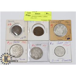 LOT OF CANADIAN COINS, LARGE PENNY 1916, 1917,