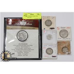 LOT OF 6 CANADIAN COINS-1978 SILVER DOLLAR,