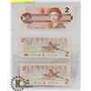 Image 1 : LOT OF 3 CANADIAN $2 BILLS 1986 ROBIN
