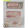 Image 1 : LOT OF 3 CANADIAN $2 BILLS 1954, 1974, 1986