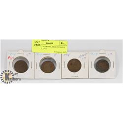 LOT OF 4 CANADIAN LARGE PENNIES 1914, 1917, 1918,