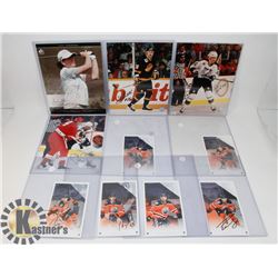 11 AUTOGRAPHED OILERS & ESKIMOS PICTURES.