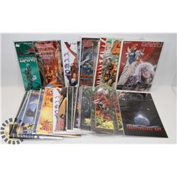 FLAT OF COMICS INCL DAWN, DARK CHLYDE AND MORE.