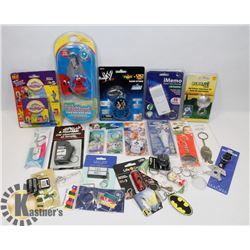 LARGE FLAT OF SEALED KEY CHAINS WWF