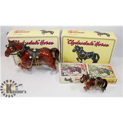 VINTAGE FLAT OF 4 CLYDESDALE HORSES