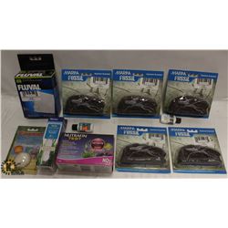BOX OF ASSORTED AQUARIUM ORNAMENTS, FOAM PAD,