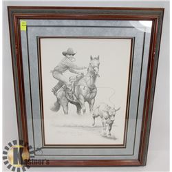 CALF ROPER COMING OFF HORSE PICTURE