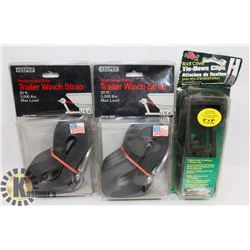 LOT OF 2 REPLACEMENT TRAILER WINCH STRAPS & A