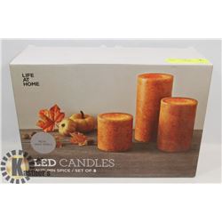 SET OF 3 LED CANDLES, "AUTUMN SPICE