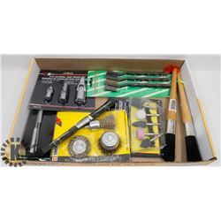 LARGE FLAT OF BRUSHES, GRINDING CONES & MORE