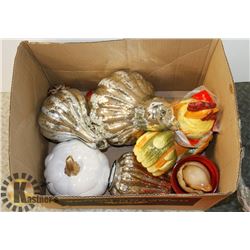 BOX OF ASSORTED FALL DECOR