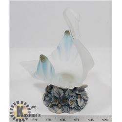 VINTAGE BLUE SWAN CANDLE BOWL