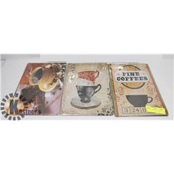 SET OF 3 METAL COFFEE SIGNS