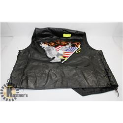 DIAMOND-PLATE BUFFALO LEATHER VEST.