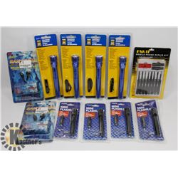 BAG OF ALUMINUM FLASHLIGHTS, CELL PHONE REPAIR