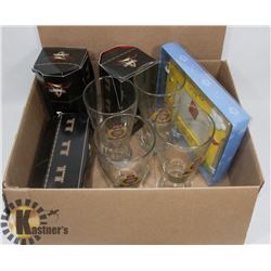 SET OF EPS GLASSES WITH 3 BEER GLASSES.