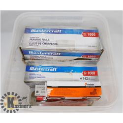 BOX OF VARIOUS AIR GUN NAILS.