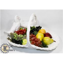 LARGE TURKEY PLATTER WITH ARTIFICIAL FRUIT