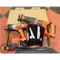RIDGID 18 VOLT DRILL & SAWZALL BATTERIES AND