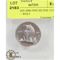 CANADIAN 2006 FINE SILVER 1/2 OZ $1 COIN - WOLF