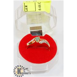 #-44 GENUINE EMERALD & CZ RING