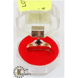 #-41 GENUINE BLUE SAPPHIRE & CZ RING