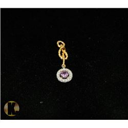 #-61 GENUINE AMETHYST & CZ PENDANT
