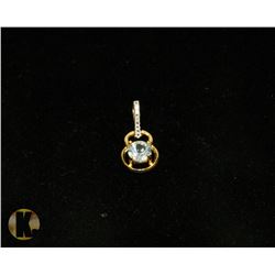 #-88 GENUINE BLUE TOPAZ & CZ PENDANT