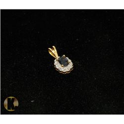 #-71 GENUINE BLUE SAPPHIRE & CZ PENDANT