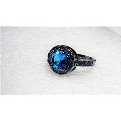 5)  BLACK RHODIUM PLATED BLUE SAPPHIRE
