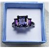 Image 1 : 4)  TRIPLE CZ AMETHYST RING  WITH