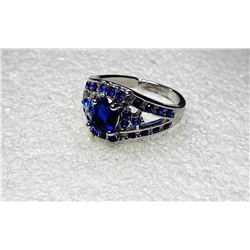 6)  WHITE GOLD FILLED BLUE SAPPHIRE RING