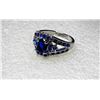 Image 1 : 6)  WHITE GOLD FILLED BLUE SAPPHIRE RING