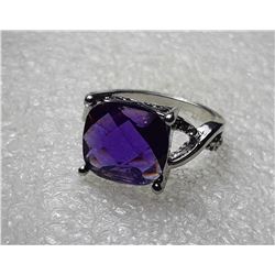 3)  SQUARE CUT CZ AMETHYST RING