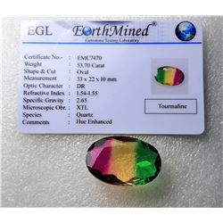 11)  TRI-COLORED OVAL TOURMALINE AND