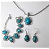 Image 1 : 18)  SUITE OF SILVER TONE & TURQUOISE