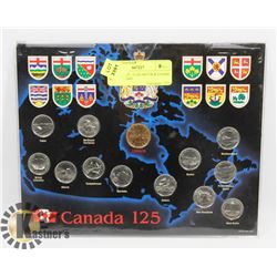 CANADA 125 , 12 QUARTER & LOONIE SET 1967 - 1992