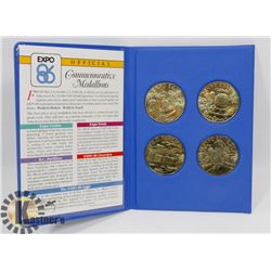 EXPO 86 COMMEMORATIVE MEDALLION 4 COIN SET