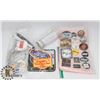 Image 1 : BOX OF BUTTONS, PATCHES, KEYCHAINS, JAMES BOND