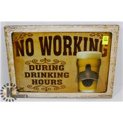 WOOD PLAQUE WITH BEER BOTTLE OPENER