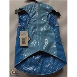 BLUE PET RAIN JACKET SIZE LARGE.