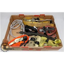 FLAT OF RATCHET STRAPS & BUNGEES
