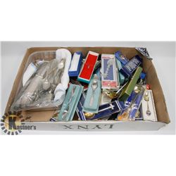 FLAT OF SILVER DINNERWARE & COLLECTOR SPOONS.