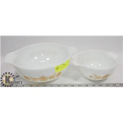 2PC BUTTERFLY GOLD PYREX BOWL.