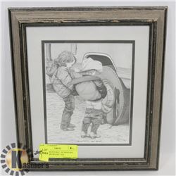 FRAMED BOYS WILL BE BOYS BY BERNIE BROWN SIGNED.