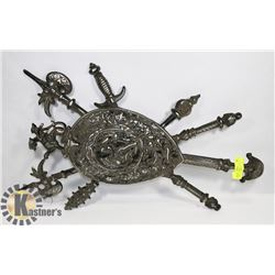 DECORATIVE SWORD & SHIELD METAL WALL HANGING