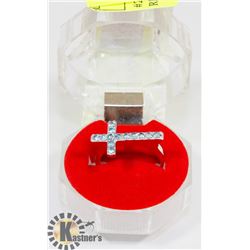 #246-GENUINE BLUE TOPAZ CROSS RING SIZE 10