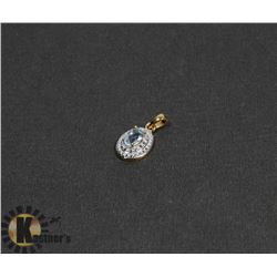 #148-GENUINE SKY BLUE TOPAZ & CZ PENDANT