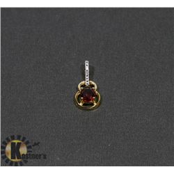 #114-GENUINE RED GARNET & CZ PENDANT